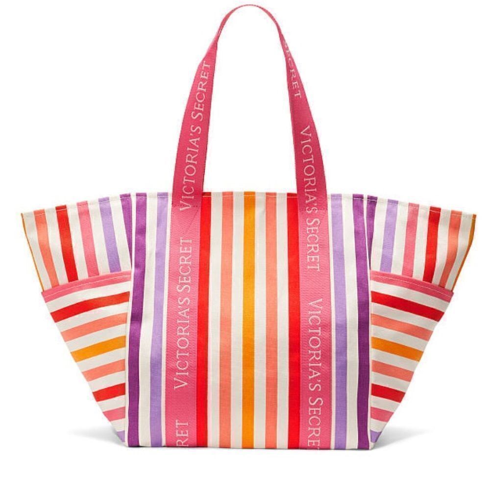 Victorias Secret Pink Weekender Tote Bag Striped